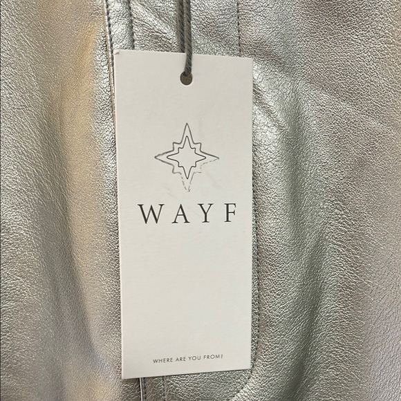 Wayf Silver Metallic Soft Faux Leather Pants - Picture 2 of 11
